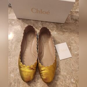 Chloe Gold Women's Shoes Ballerina Flats